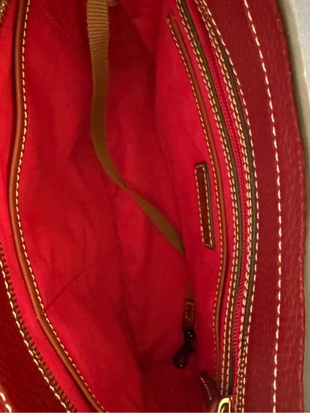 Dooney & Bourke Red Pebble Leather Shoulder Bag - Picture 3 of 4